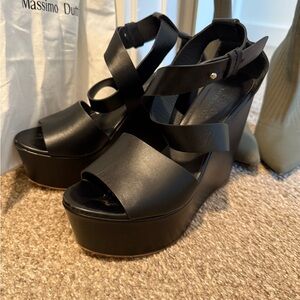 Polo Ralph Lauren Black Wedge Sandals - platforms